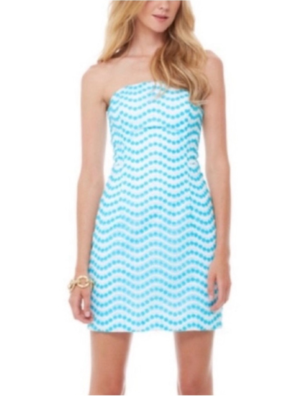 Lilly Pulitzer Strapless Leavens Mini Dress in Shorely Blue